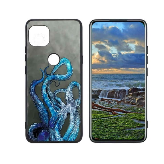 Octopus-250 Phone Case, Degined for Moto One 5G Ace Case Men Women, Flexible Silicone Shockproof Case for Moto One 5G Ace