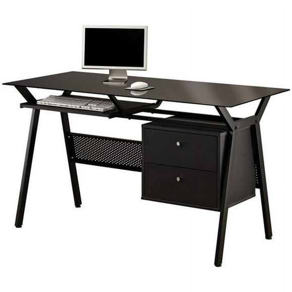 Scranton & Co Modern/Contemporary 2 Drawer Wood Computer Desk in Black/Chrome