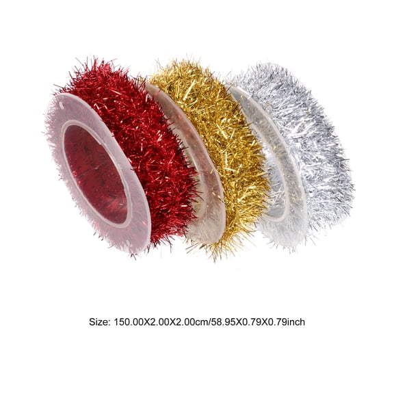 Yuangui Christmas Tinsel Garlands x3 - Glitter Tree Hanging Decor (1.5m)