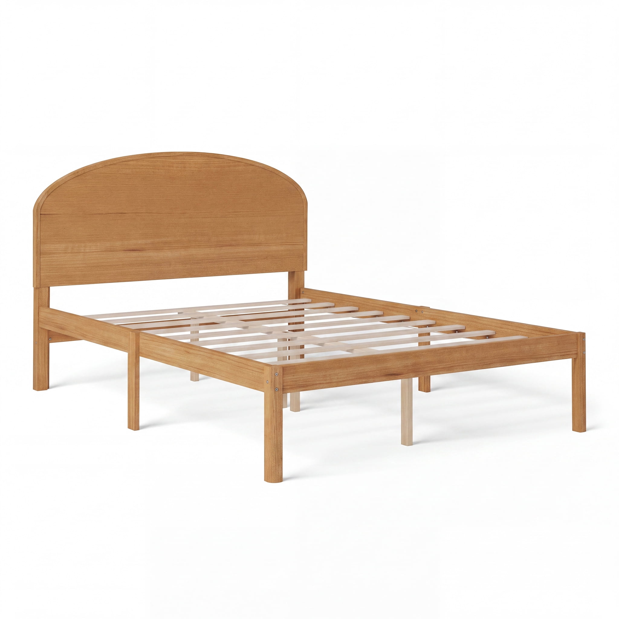 Mainstays Kids Full Size Wood Platform Bed Frame, Natural Teak