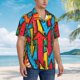 thumbnail image 3 of Fotbe Colorful Arrow Graffiti Pattern Camisa Hawaiana para Hombre Unisex – Camisa Casual de Verano con Botones de Manga Corta de Algodón y Lino,3X-Large, 3 of 7