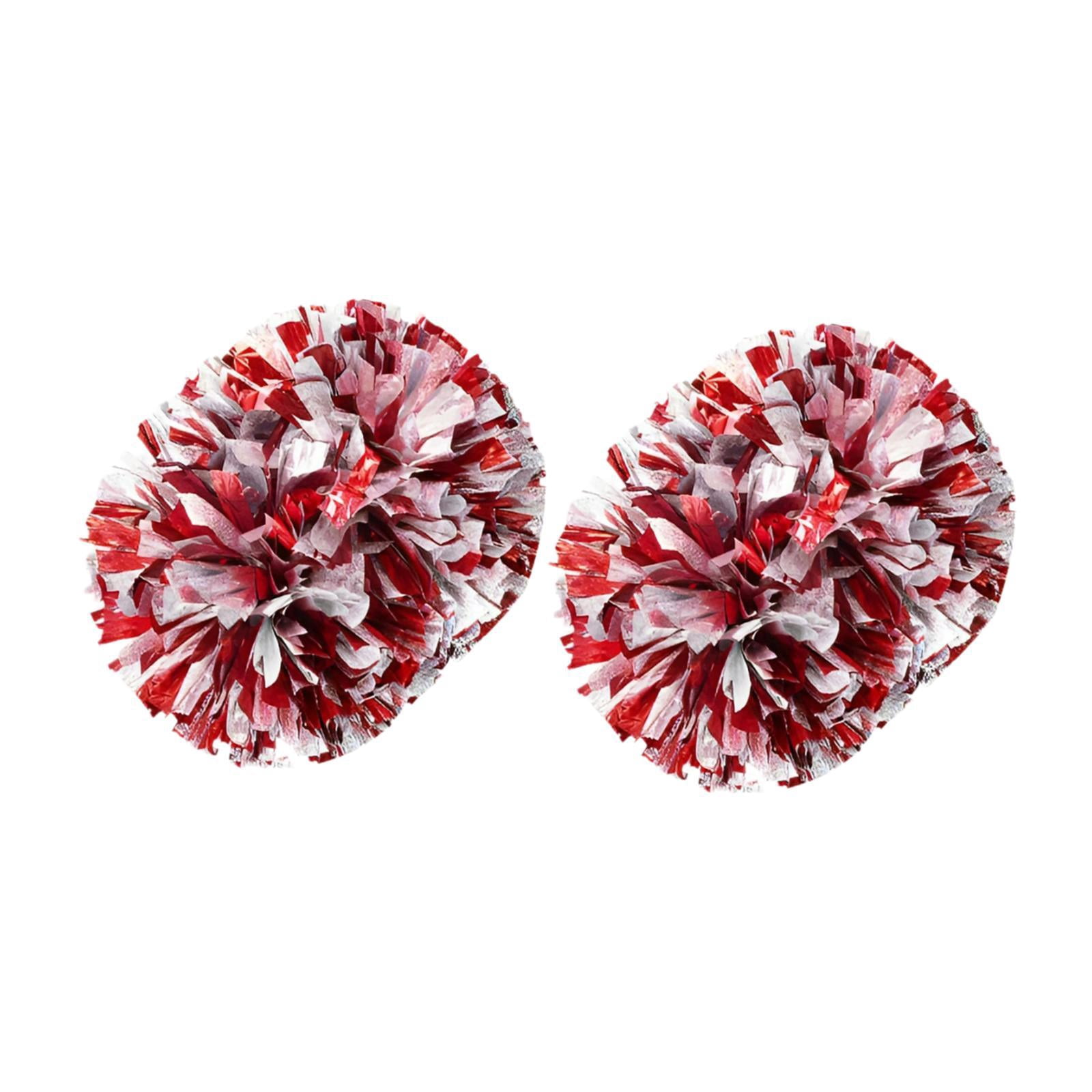 LeeQinersw 2 Pieces Cheer Poms Cheerleader pompoms Professional Shiny Cheerleading Pom Poms Red Silver