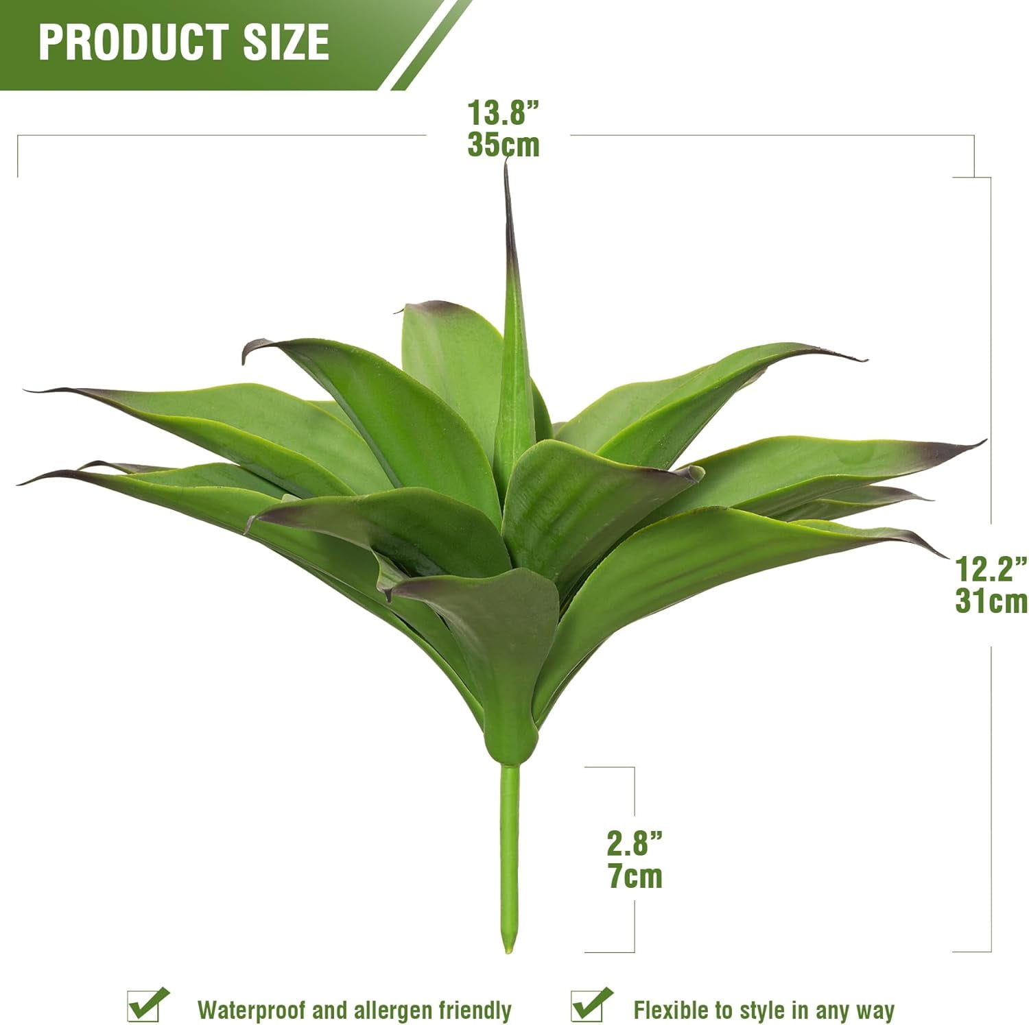 Fake Plants Artificial Agave Plants 13.8" Large UV Resistant Fake Agave Planters for Indoor and Outdoor Decorating Tropical Plant Succulents Greenery Indoor Decor(2Pack, Purple