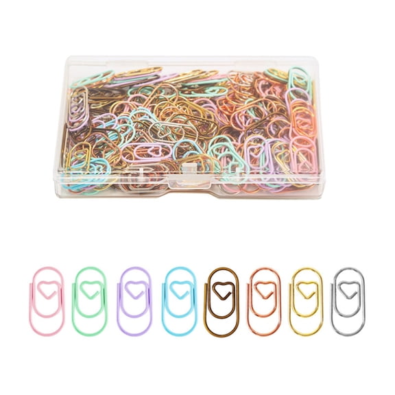 7829 100/200Pcs Heart Metal Paper Clip with Case File Organiser Clip Bookmarks Page Marker Clips for Document Notebook Craft