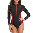 thumbnail image 4 of Long Sleeve One Piece Bathing Suit for Women Rash Guard Swimsuit Zipper Front Surfing Athletic Swimwear UPF 50+, 4 of 8