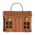 thumbnail image 2 of Rattan House Shape Storage Basket with Lid, Small Doll House, Decorative Hand Woven Shelf Organizer with Handle, Natural Harvest Wicker Basket for Picnics, Organizing, Storage, 2 of 7