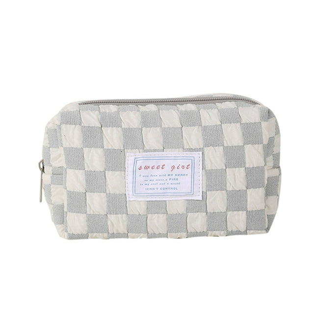 Nilvkv Sac à Crayons à Motif Damier Japonais Style Ins, Boîte de Papeterie de Grande Valeur, Grande Capacité, Trousse pour Élèves du Secondaire Premier Cycle