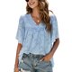 thumbnail image 2 of Blusa de jacquard con mangas acampanadas, camisetas de jacquard de verano, blusas babydoll de jacquard, blusa de mangas acampanadas confeccionada a la perfección, 2 of 9