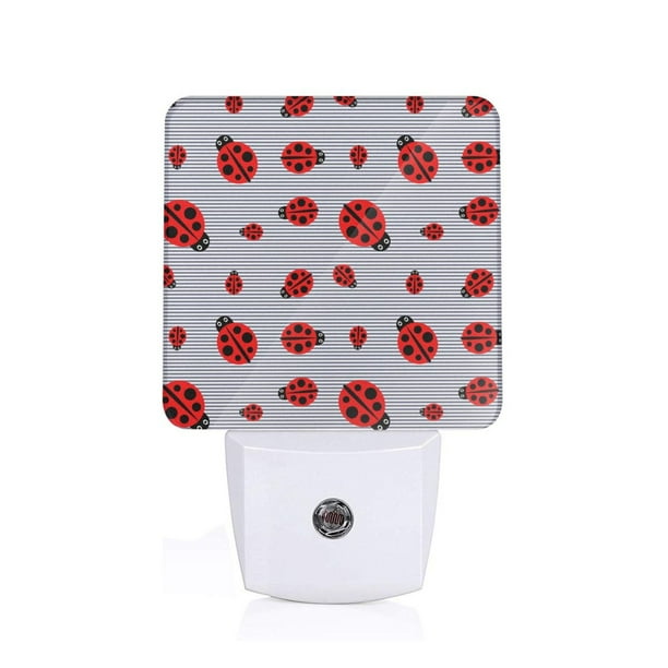 Balery Ladybug Luz Nocturna LED con Sensor Automático, Enchufe con Sensor Crepuscular, Luz Suave de 0.5W para Dormitorio, Pasillo, Baño-US
