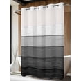thumbnail image 4 of Black Grey Ombre No Hook Shower Curtain Waterproof, Bathroom Curtains with Snap in Liners and See Through Top Window, Farmhouse Vintage Wooden Striped Hotel Style Bathtub Curtains Shower 72"Wx96"L, 4 of 8