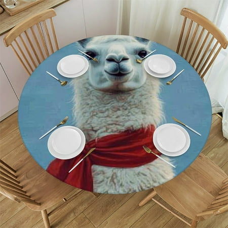 

Patifu Llama Ribbon Blue Round Tablecloth Waterproof Stain-Resistant Indoor & Outdoor Table Cloth for Restaurants Weddings Parties 54 -58