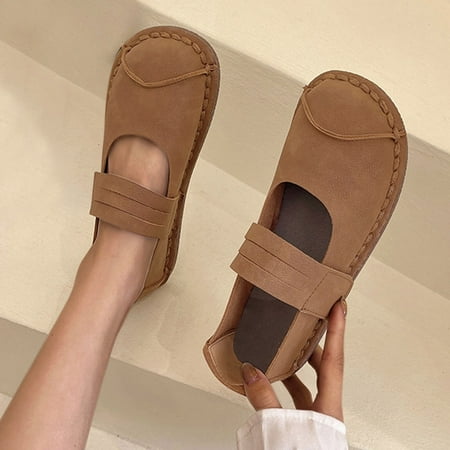 

Follure Retro Flat Women s Shoes Soft Bottom Spring And Summer Soft Surface Shallow Mouth Casual