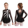 thumbnail image 3 of Vestido de baile de Ballet y gimnasia para niñas, vestido de baile brillante largo con cuello redondo y manga brillante, vestido de patinaje artístico de malla, tutú de bailarina, 3 of 5