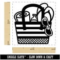 thumbnail image 2 of Beach Bag with Sandals Towel and Sunglasses Self-Inking Rubber Stamp Ink Stamper - Yellow Ink - Small 1 Inch, 2 of 7