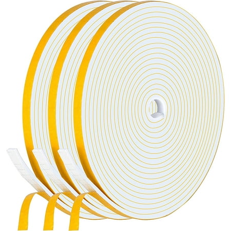 

Upgraded Strong Adhesive Foam Tape for Soundproofing and Weatherproofing Doors and Windows 3 Rolls of 1/4 in x 1/8 in x 50Ft Totaling 150Ft