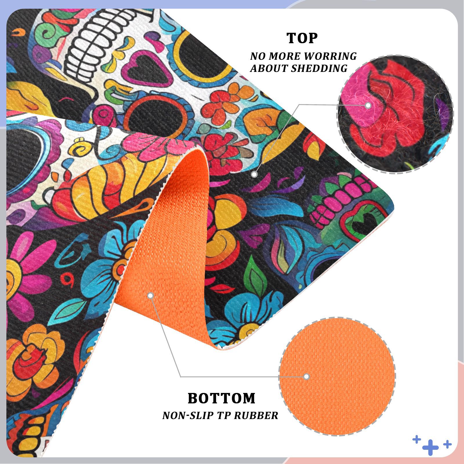 JSTEL Sugar Skull Day Of Dead Front Door Mat Outside Entrance 32x20 Inch Doormat for Outdoor Indoor Washable Non Slip Floor Mats