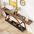 thumbnail image 4 of Tribesigns 70.87" Console Table with Storage Shelf, Extra Long Sofa Table Behind Couch Table, 2-Tier Entryway Table with Half Moon Frame for Hallway Living Room, Walnut & Black, 4 of 5