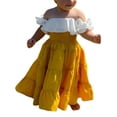 thumbnail image 3 of Listenwind 3Pcs Toddler Girl Off Shoulder Ruffle Crop Top +High Waist Maxi Skirt Dress +Headband, 3 of 6