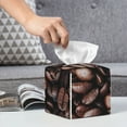 thumbnail image 6 of Naloa Coffee Bean Tissue Box CoverLeather Tissue Holder Square Facial Tissue Case Facial Paper Organizer Dispenser for Bathroom, Vanity Countertop, Tabletop, Car, 6 of 8