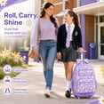 thumbnail image 6 of Rolling Backpack for Girls Teens Women, Daisy Wheeled Bookbag with Laptop Sleeve, Lightweight School Travel Bag with Smooth Roller Wheels, 6 of 9