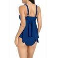 thumbnail image 4 of EYIIYE Women's Conservative Swimsuits 2 Pcs Set Ladies Solid Color Tank Tops Ruffled Hem Camisole with Shorts Tankini Swimwear Bathing Suits Beachwear, 4 of 5