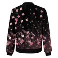 thumbnail image 5 of Luwomo Casual Jackets Womens Zip Up Jacket Floral Graphic Coat Stand Short Sports Zipper Outwear Blouses Black1,L, 5 of 5
