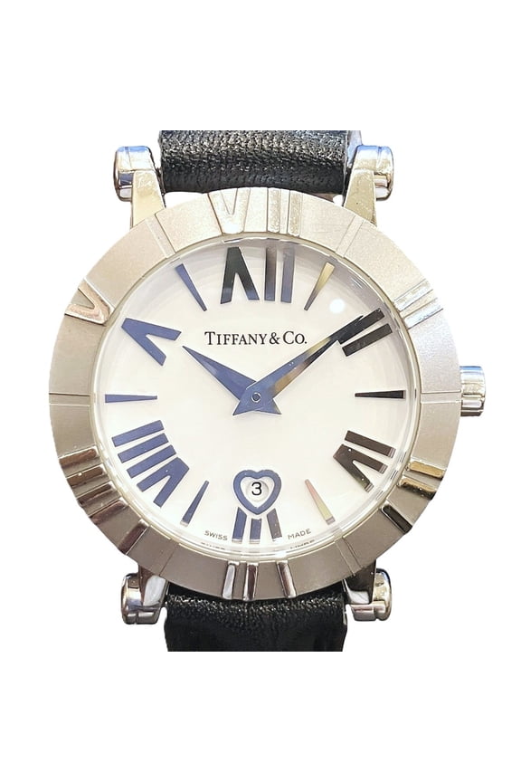 Pre-Owned Tiffany & Co. Atlas watch, total weight 36.4g, stainless steel, genuine leather...