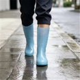 thumbnail image 4 of Women Transparent Glossy Tall Mid Calf Rain Boots Side Embossed Dot Decor Slip On Non Slip Waterproof PVC Wellies for Daily Rainy Wear Blue 39, 4 of 9