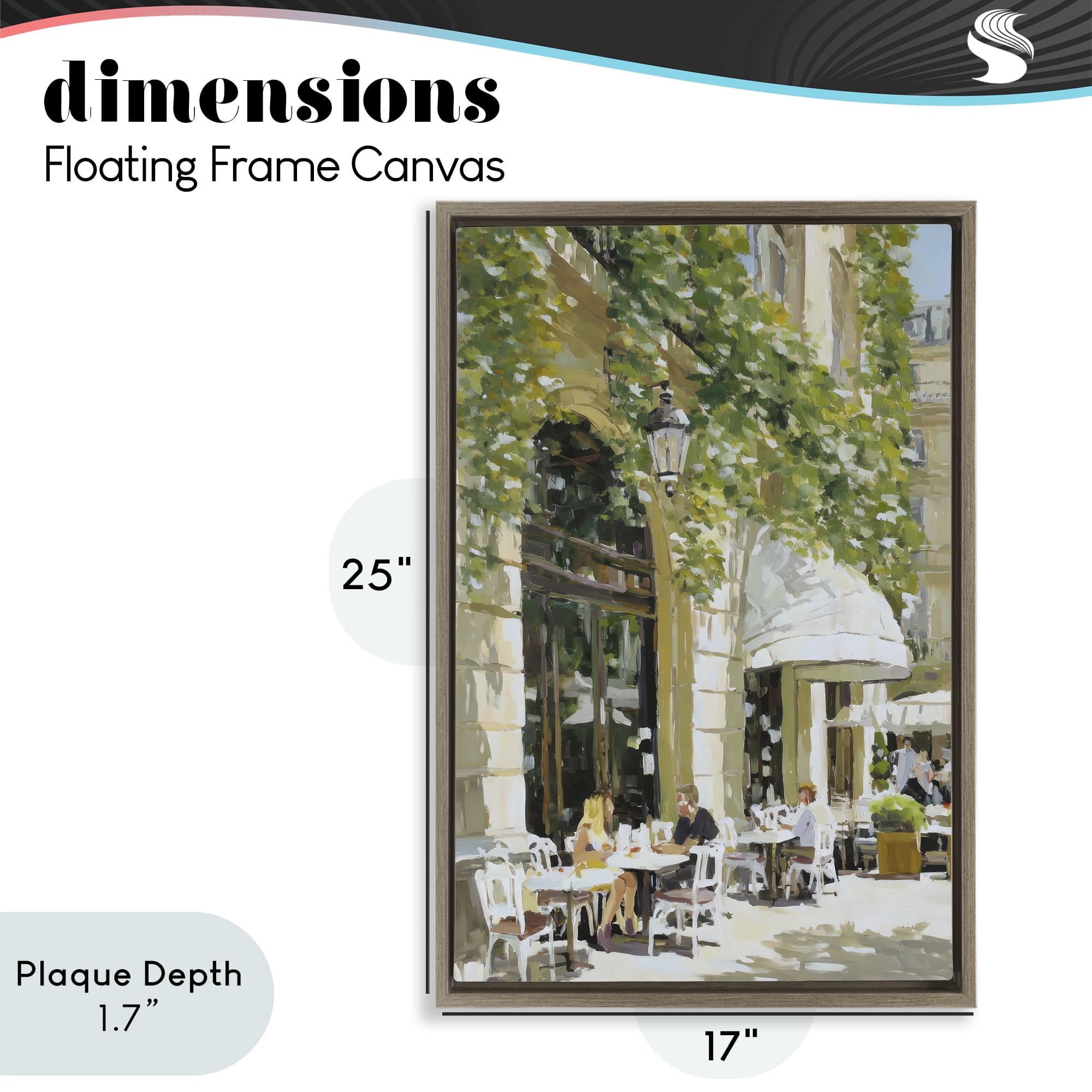 Stupell Industries Sunny Day Cafe Terrace Brown Framed Floater Canvas Wall Art, design by Petal Prints Design