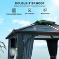 thumbnail image 4 of Outsunny Pavillon à Toit Rigide en Polycarbonate 10 Pieds x 10 Pieds avec Moustiquaire et Rideaux, 4 of 10