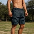 thumbnail image 5 of Viadha Mens Cargo Shorts Casual Stretch Shorts Solid Color Elastic Waist Button Closure Shorts for Summer Work Outdoor with Pockets, 5 of 10