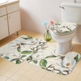 thumbnail image 2 of Botanical Flowers Bath Mat 3 Piece Bathroom Rug Set, Vintage Rustic White Floral Leaves Non Slip Bath Rug Contour Mat and Toilet Lid Cover, Absorbent Shower Mats Soft Bath Rugs and Mats Sets, 2 of 8