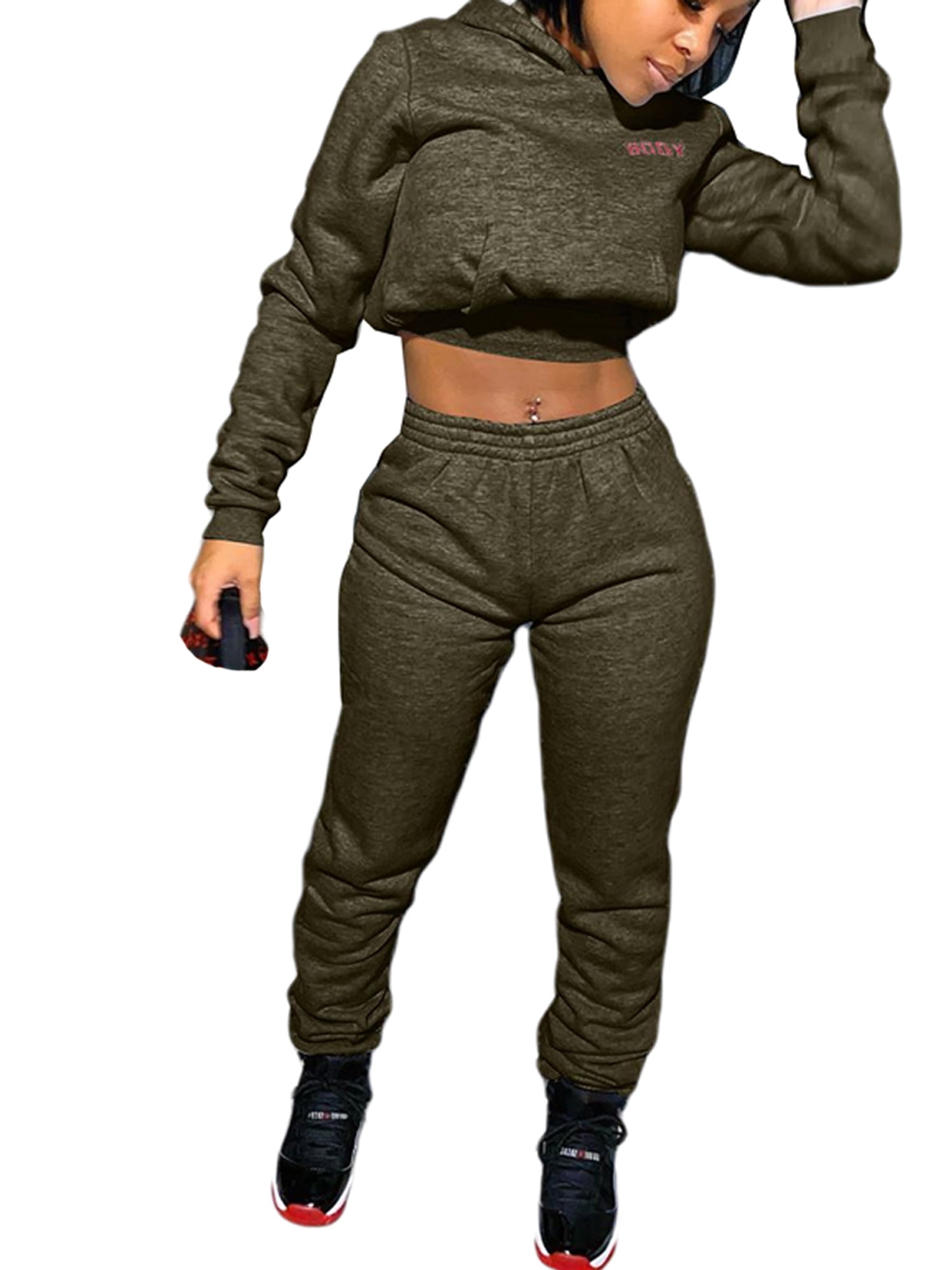 track pants with crop top