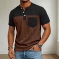 thumbnail image 5 of 2 Pack Mens Button Crewneck T-Shirts Short Sleeve Shirts for Men with Pocket Vintage Color Block Pullover Tees Tops 4th of July, 5 of 8