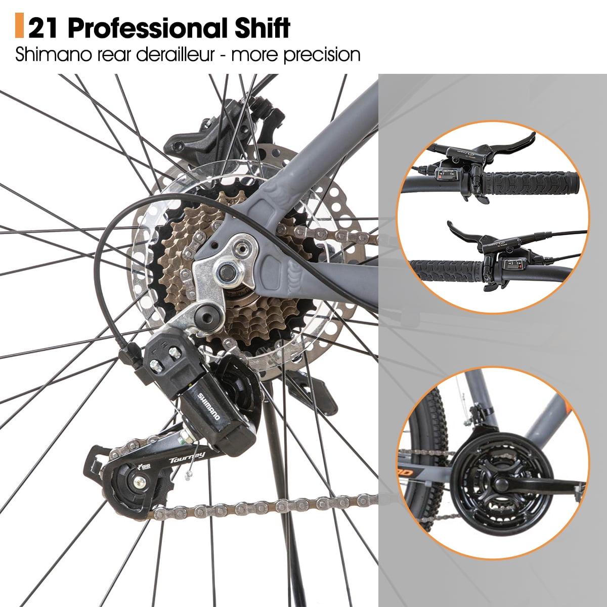 Hiland Aluminum Mountain Bike 21 Speeds MTB,Lock-Out Suspension Fork,27.5 inch Wheel,Mens Mountain Bike Bicycle, Gray