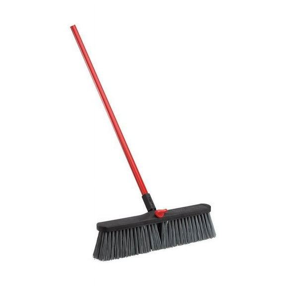 Libman High Power Outdoor Rough Surface Push Broom Red Black 18"