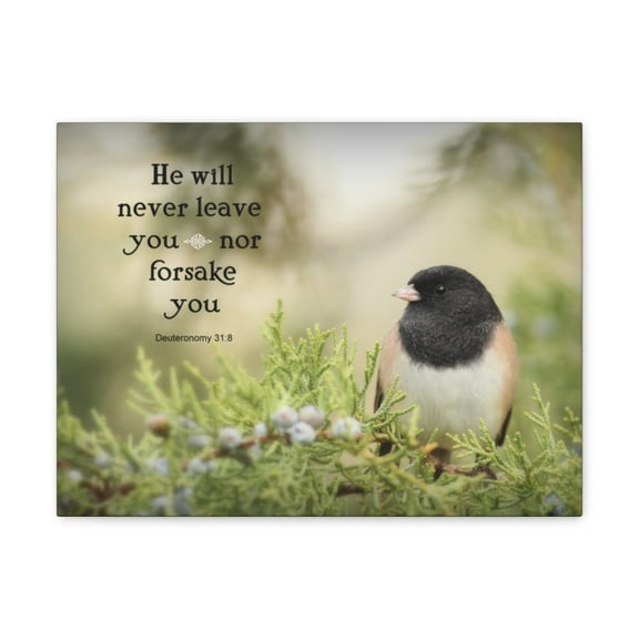 Scripture Walls Never Leave You Deuteronomy 31:8 Bible Verse Canvas Christian Wall Art Ready to Hang Unframed