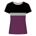thumbnail image 4 of UAMVSH Womens Tops Color Block Short Sleeve Ribbed Knit T-Shirts Casual Slim Fitted Crewneck Cropped Tees Going Out Outfits, 4 of 5