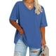 thumbnail image 1 of Cutuoiiu Plus Size Shirts for Women Summer V Neck Solid Color Oversized Tops Gifts, 1 of 4