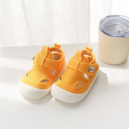 

QISIWOLE Toddler Shoes Baby Boys Girls Cute Solid Color Hollow Out Non-slip Soft Sole Beach Canvas Sandals Discount