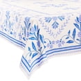 thumbnail image 5 of FINGERCRAFT Tablecloth, High GSM Cotton Fabric, Distinctive Printed Design Table Cover, Blue Damask (72in), 5 of 6