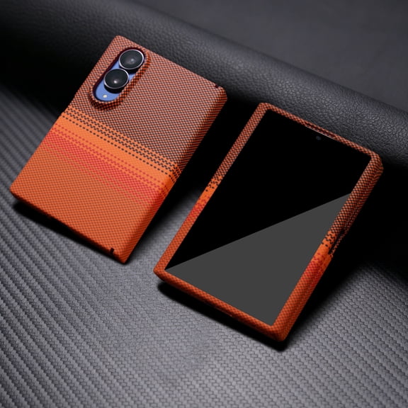 TECH CIRCLE Magnetic Case for Samsung Galaxy Z Fold 8 ,Hinge Protection PC Case Built-in Front Screen Protector Compatible with Mag Safe Cover - Orange