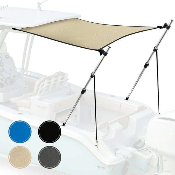 KNOX Universal T-Top Extension Bimini Tops for Boats Sun Shade Kit, Boat Shade Hard Top Boat Cover Canopy Adjustable Poles, Marine 900D Canvas, Adjustable Height, 67"L x 82"W, (Sand)