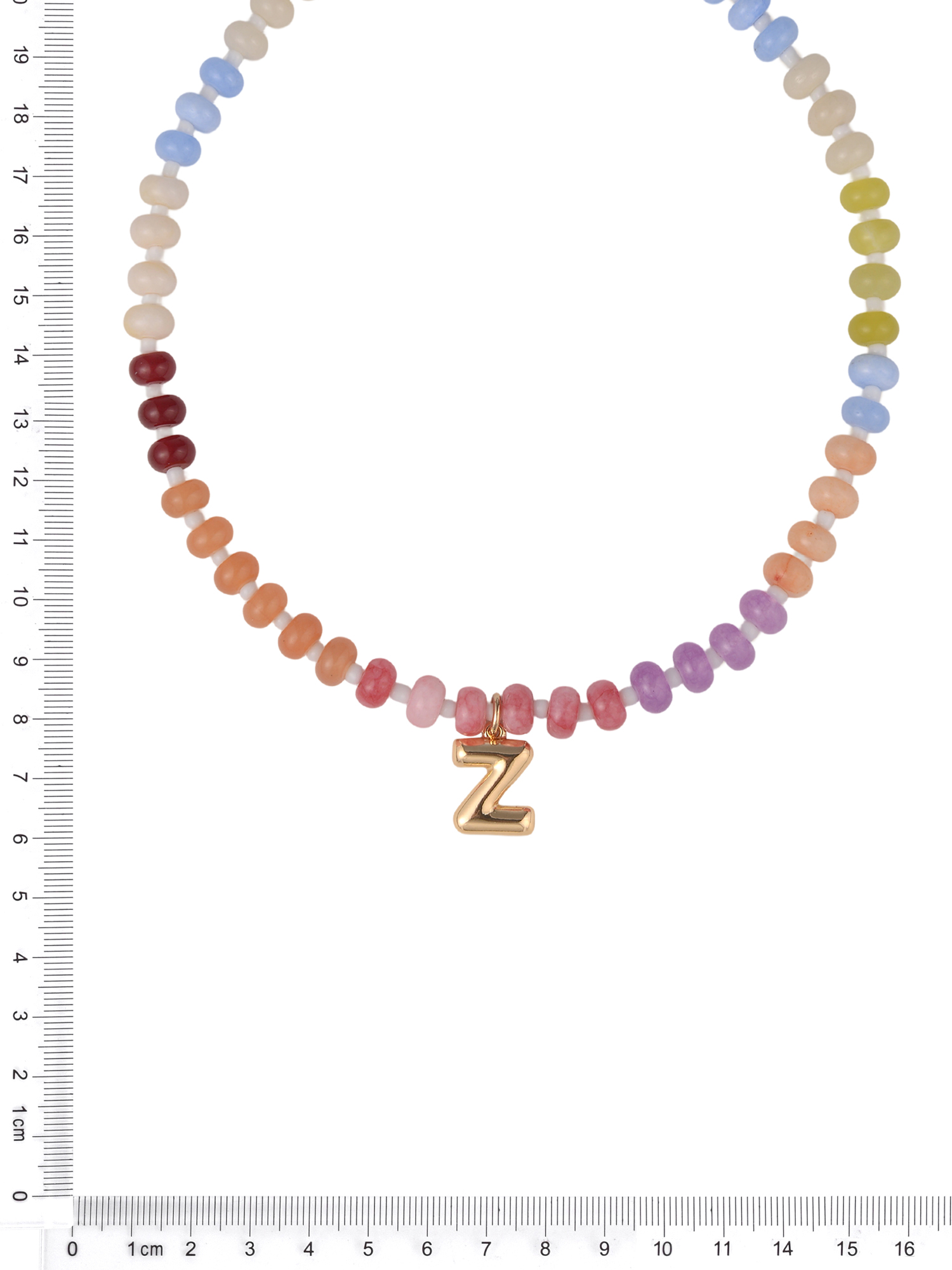 Time and Tru Goldtone Multicolored Bead Initial "Z" Necklace
