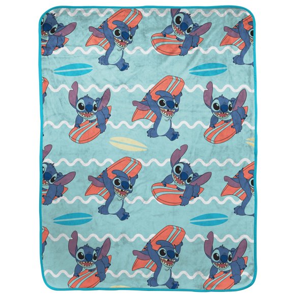 Lilo & Stitch 'Le Surf' Jeté en Molleton Toucher Soie pour Enfants, 100 % Polyester