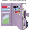 thumbnail image 6 of Compatible with Samsung Galaxy S21 5G Wallet Case,[6 Card Slots] [Wrist Strap] [Stand Feature] Detachable 2 in 1 Magnetic Zipper Leather Cover Case for Samsung Galaxy S21 5G,6.2 inch Purple, 6 of 16