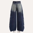 thumbnail image 5 of Kids Girls Wide Leg Jeans Elastic Waist Soft Denim Loose Fit Cherry Embroidered Pants for School Party Daily Wear Cute Trousers, 5T-15Y, 5 of 7