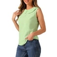 thumbnail image 4 of INSPIRE CHIC Women's Peter Pan Collar Blouse Casual Sleeveless Jacquard Floral Tank Top M Light Green, 4 of 6