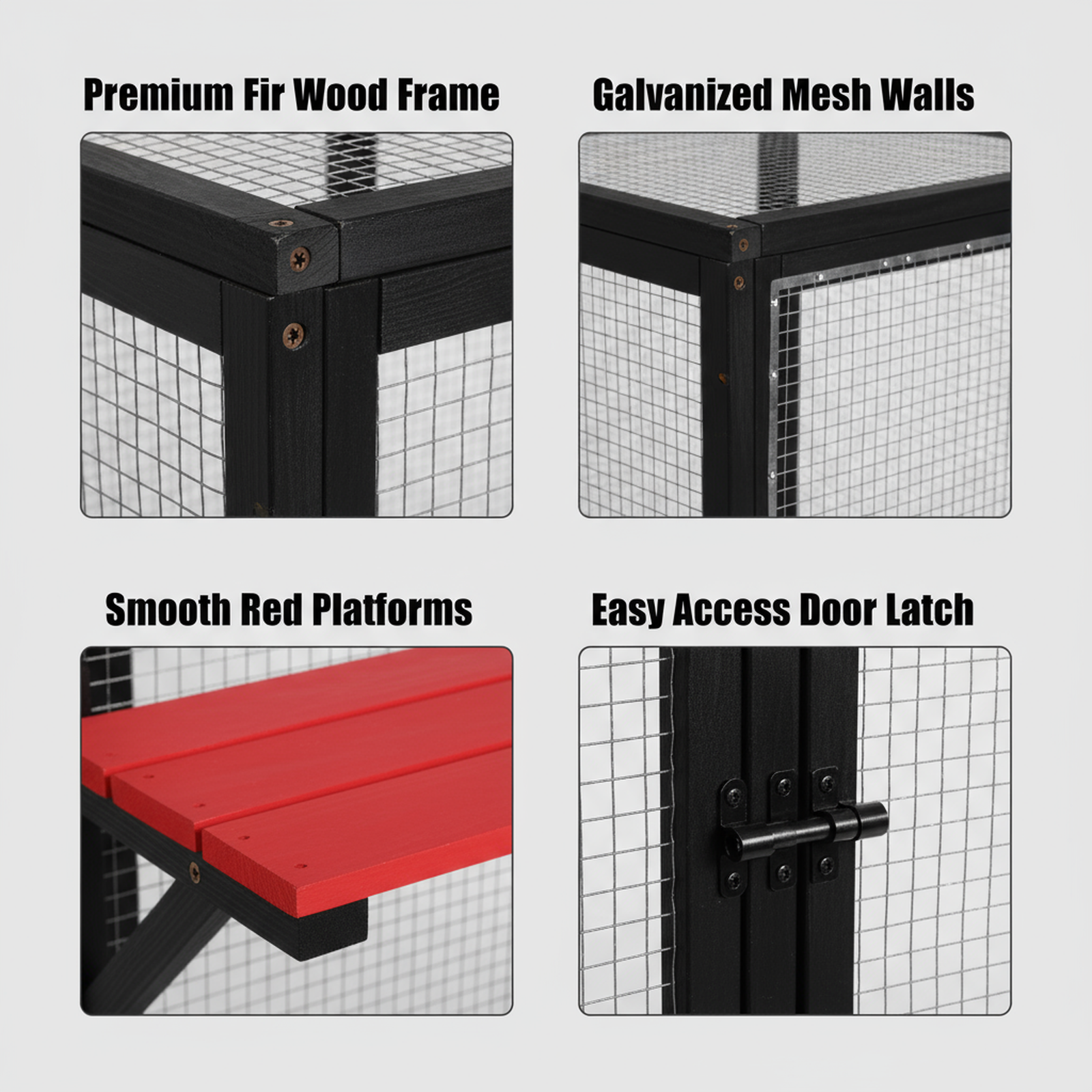 Large Catio Outdoor Cat Enclosure Window, 4 Tier Indoor House for Cats with Waterroof Roof, 2 Resting Rooms, 5 Platforms,Outdoor Catio Patio with Balcony,Gothic