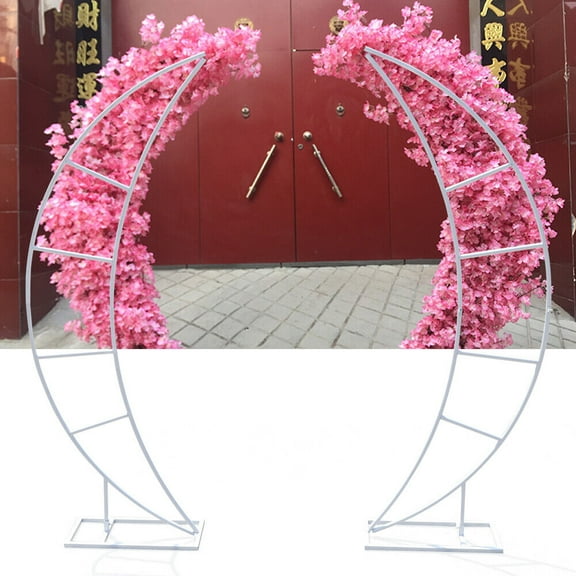 2 Piece Wedding Arch Crescent Moon Floral Stand Party Framework Stand Backdrop